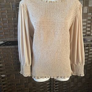 Express Cream Smocked Blouse